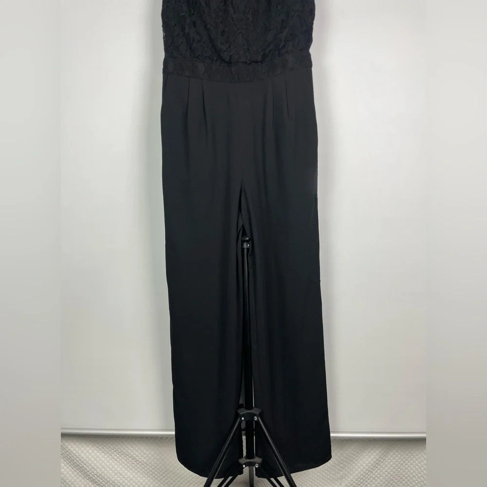 Romeo + Juliet Black Lace Sleeveless Wide Leg Jumpsuit - Picture 7 of 10